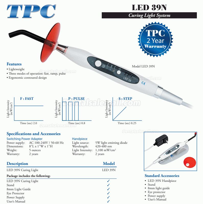 TPC LED 39N Cordless Dental LED Curing Light